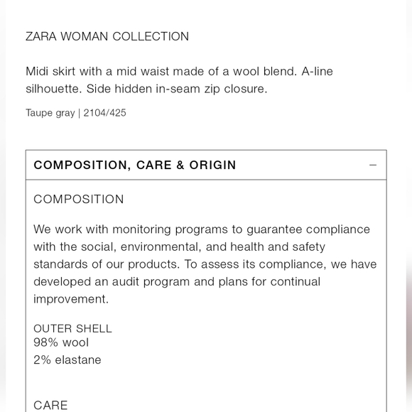 BNWT!Zara wool skirt ZW COLLECTION - Picture 6 of 6